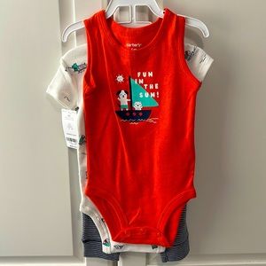 BRAND NEW Carters Baby Boy Girl 6 Month Outfit 2 short Sleeve Onesies and Pants